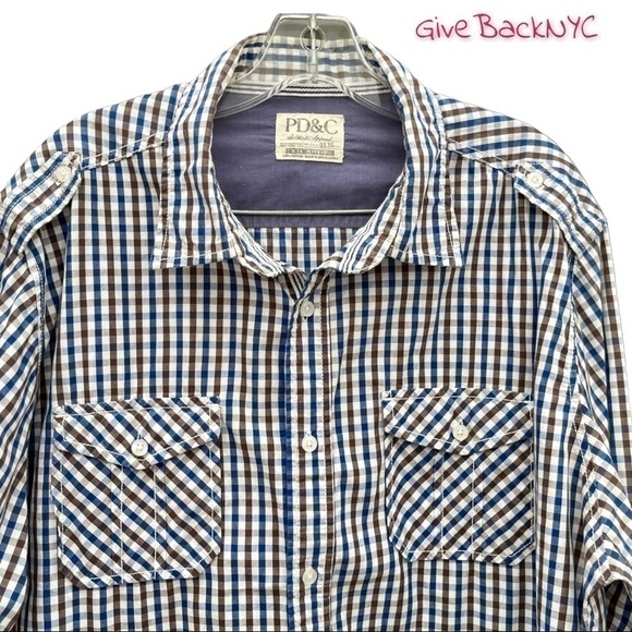 PD&C Plaid Button Down Long Sleeve Shirt XL - Picture 1 of 4